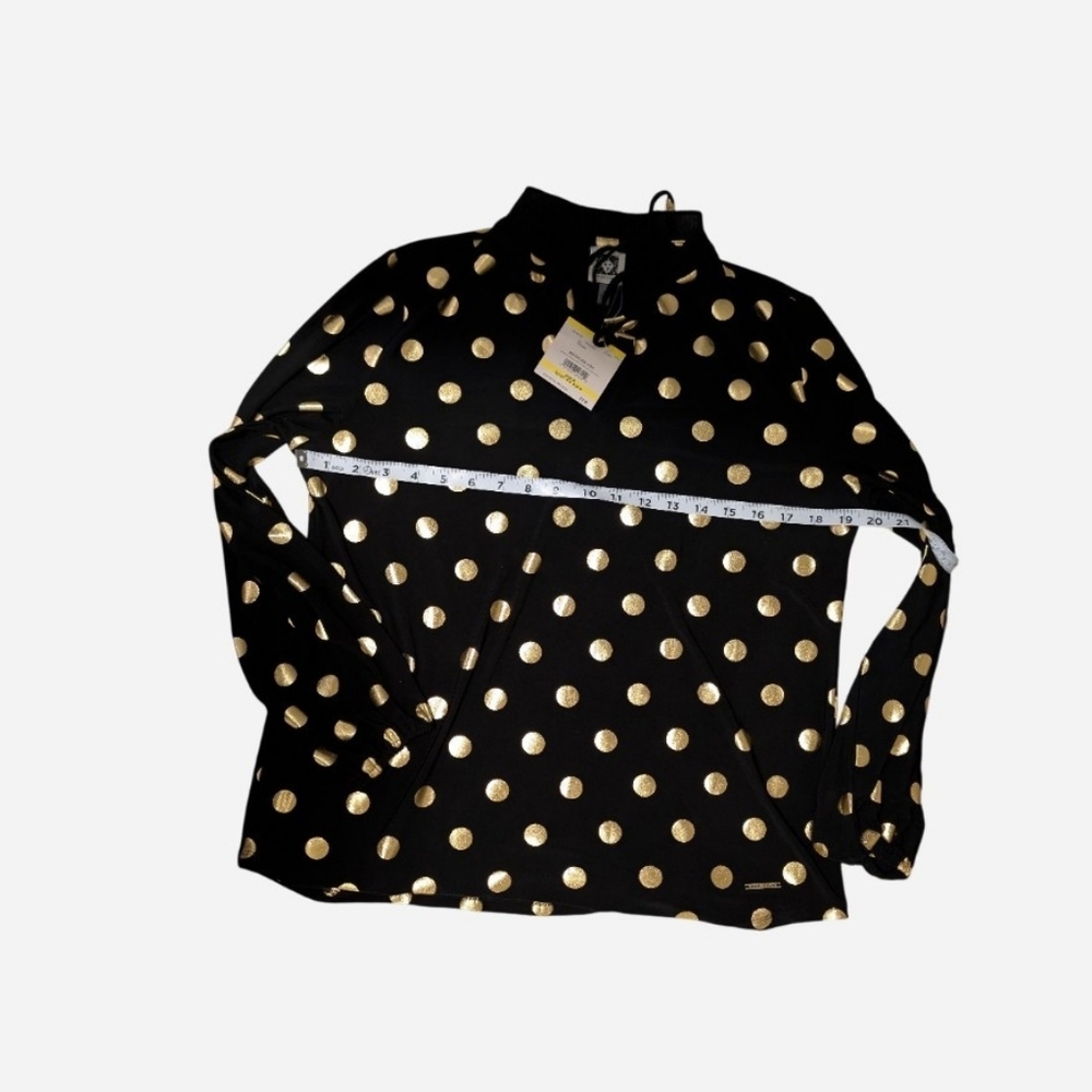 Black and Gold Polka Dot Women's Top - Picture 3 of 12